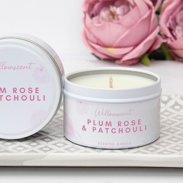 Plum Rose & Patchouli Scented Candle