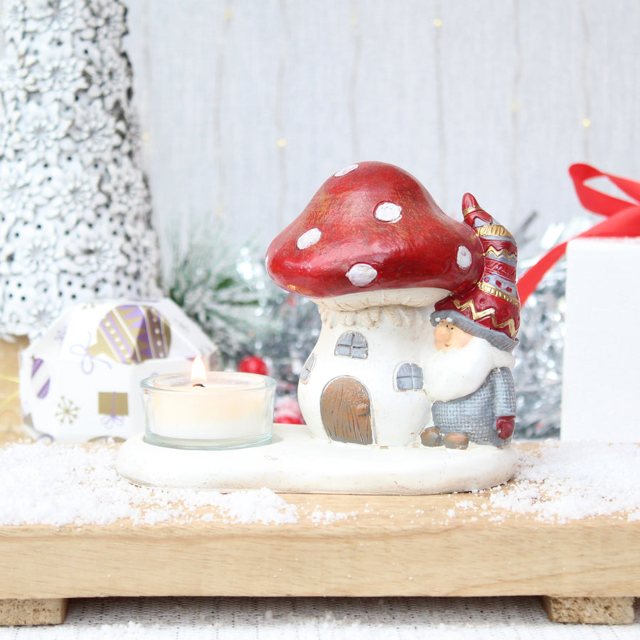 Toadstool Santa House Tea Light Holder